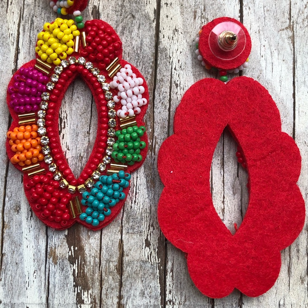 SELENA Colorful Seed Bead Statement Hoops! - Picture 7 of 8